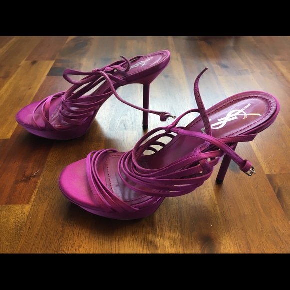 YSL Size 37 Magenta Strap Sandals - Picture 7 of 7